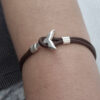 pulsera plata y cuero mujer