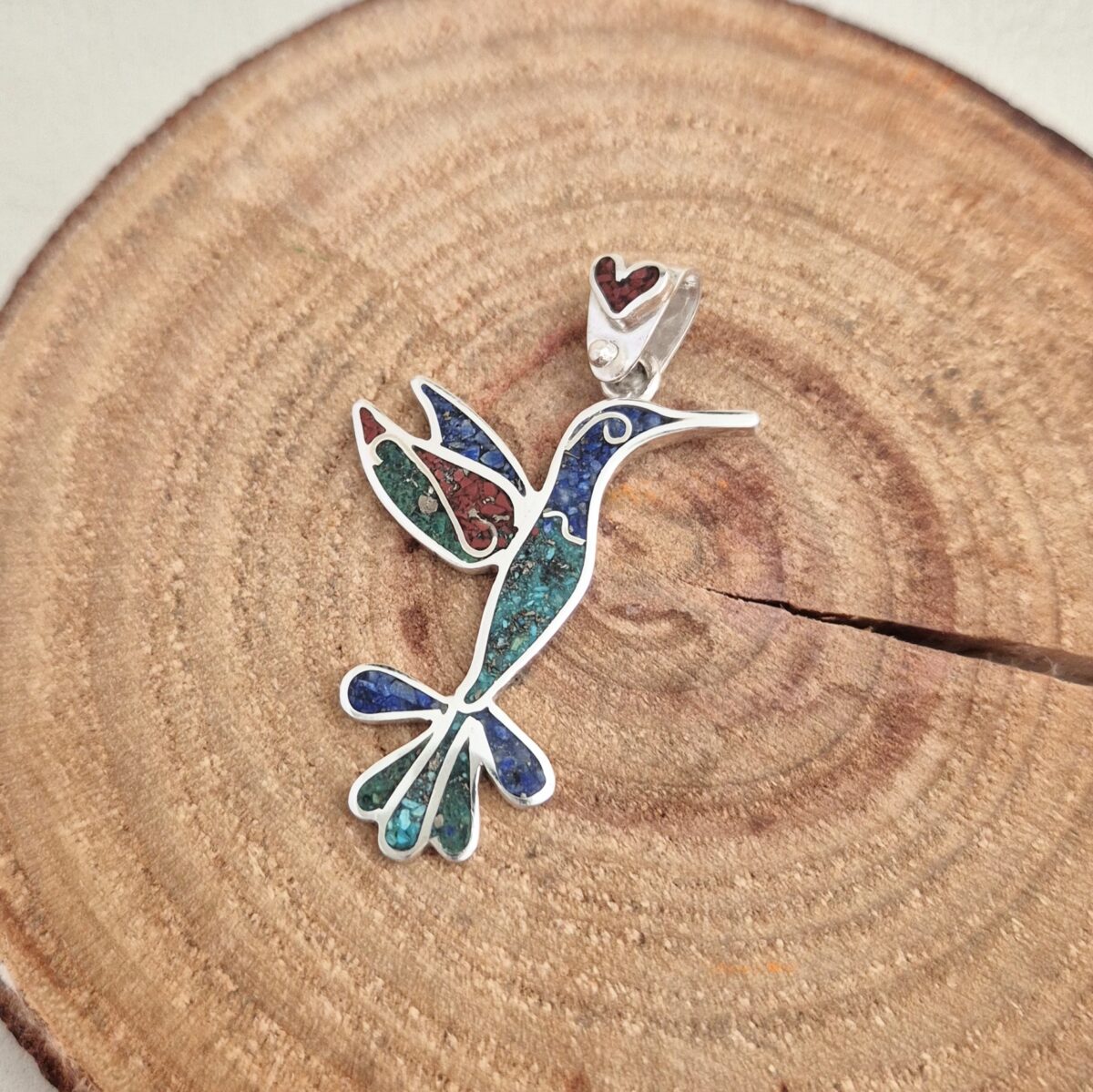 colgante colibrí de plata