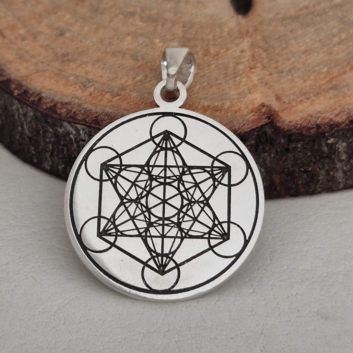 medalla metatron de plata vista frontal