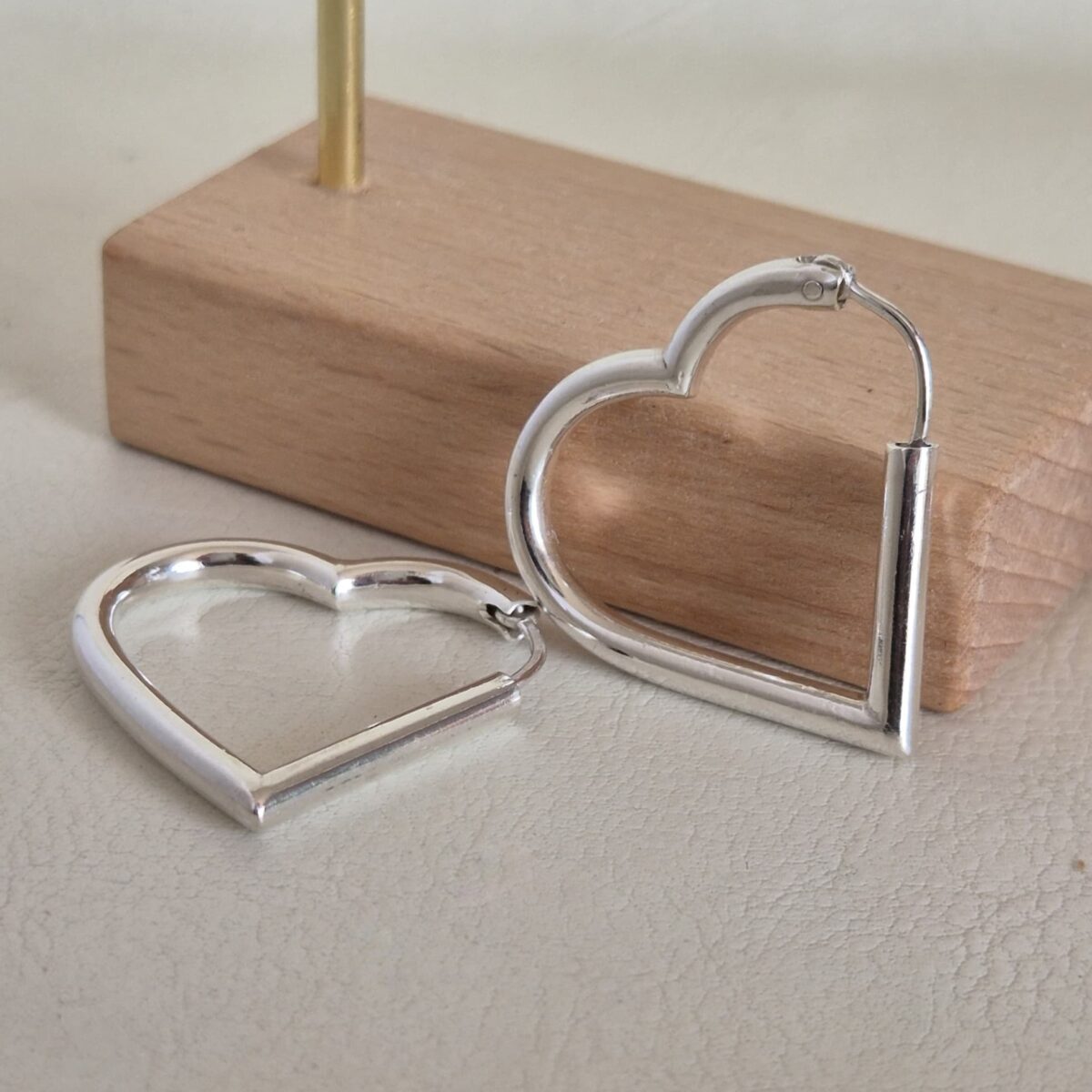 aro argolla corazon de plata