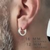 Aro argolla tubo cuadrado plata 950 en oreja