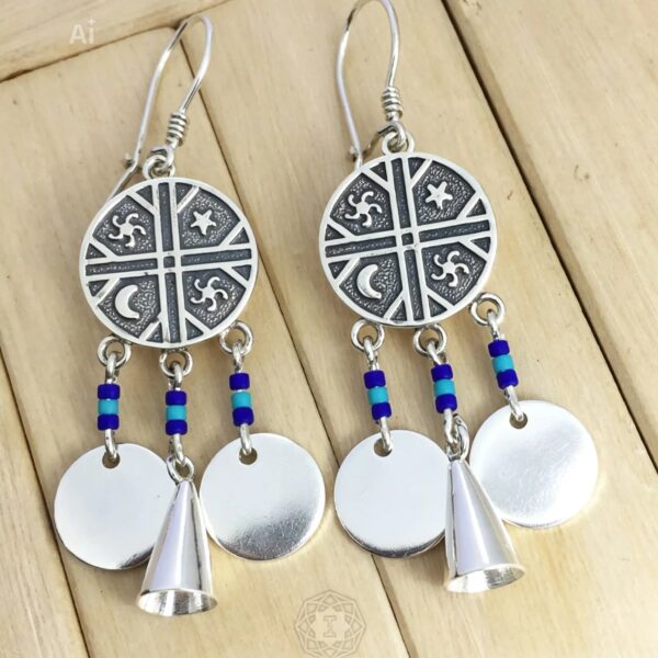 aros kultrun de plata largos